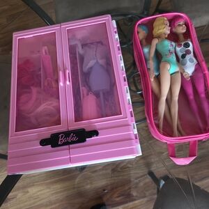 Barbie Pink Storage Case with Dolls